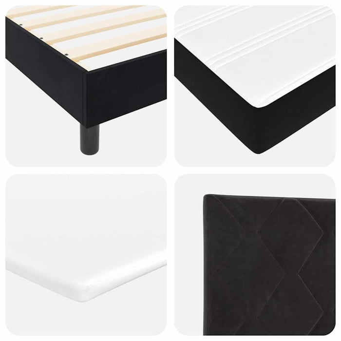Pat cu arcuri cu headboard Negru 160 x 200 cm Catifea WALTI