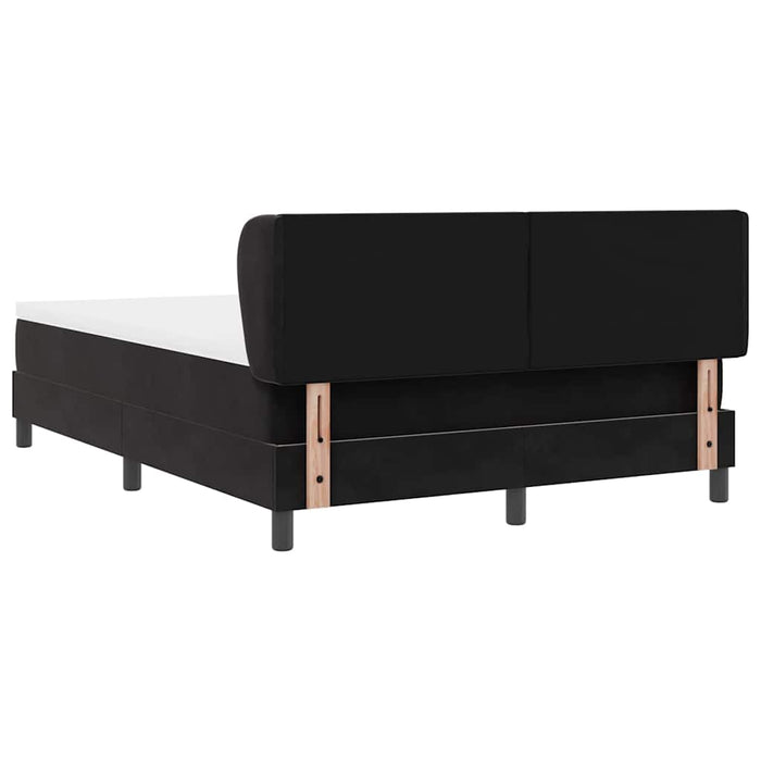 Pat cu arcuri cu headboard Negru 160 x 200 cm Catifea WALTI