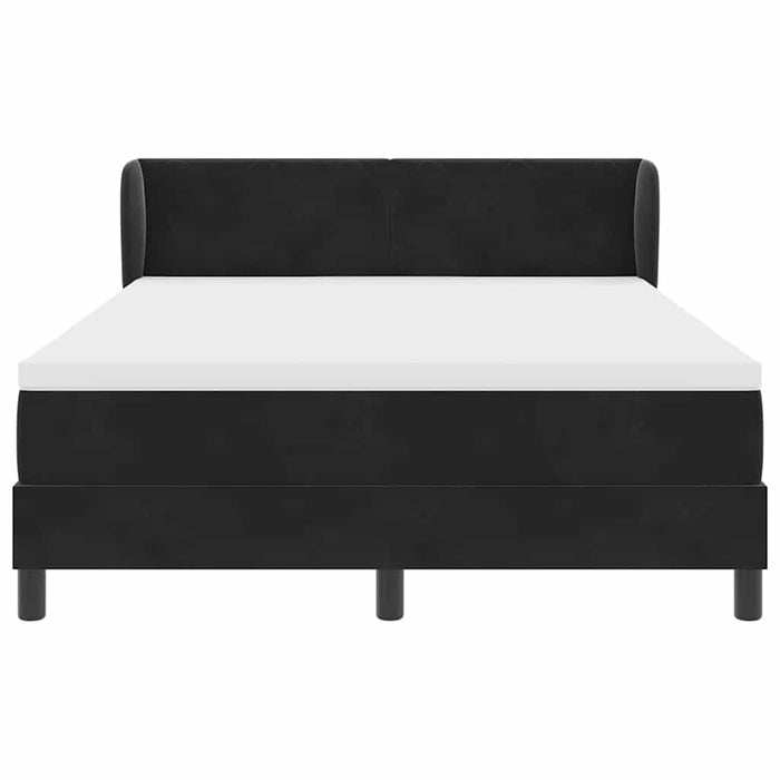 Pat cu arcuri cu headboard Negru 160 x 200 cm Catifea WALTI