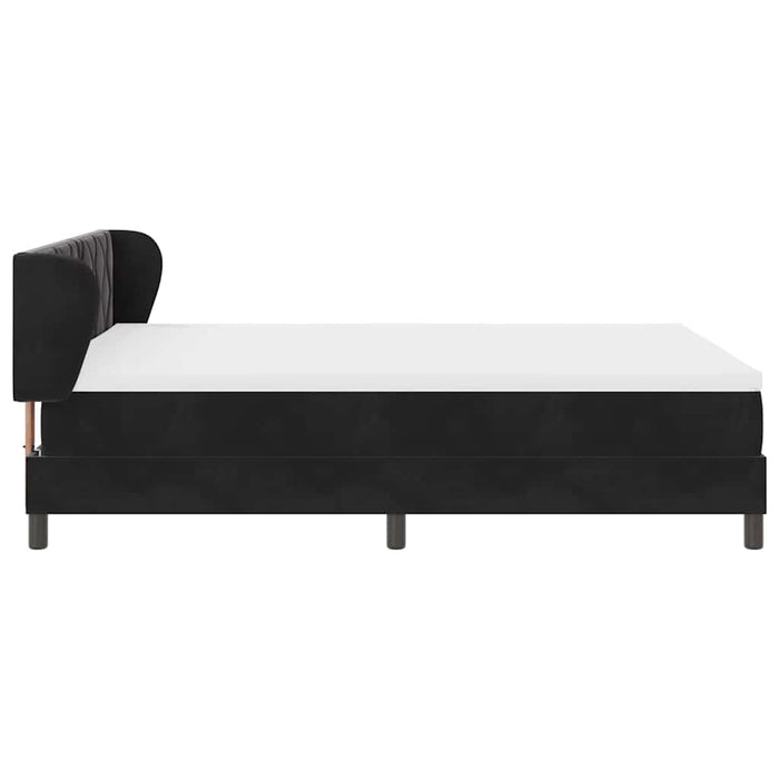 Pat cu arcuri cu headboard Negru 160 x 200 cm Catifea WALTI