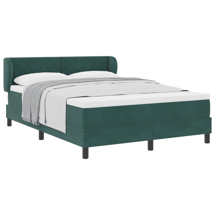 Pat cu arcuri cu headboard Verde închis 160 x 200 cm Catifea WALTI