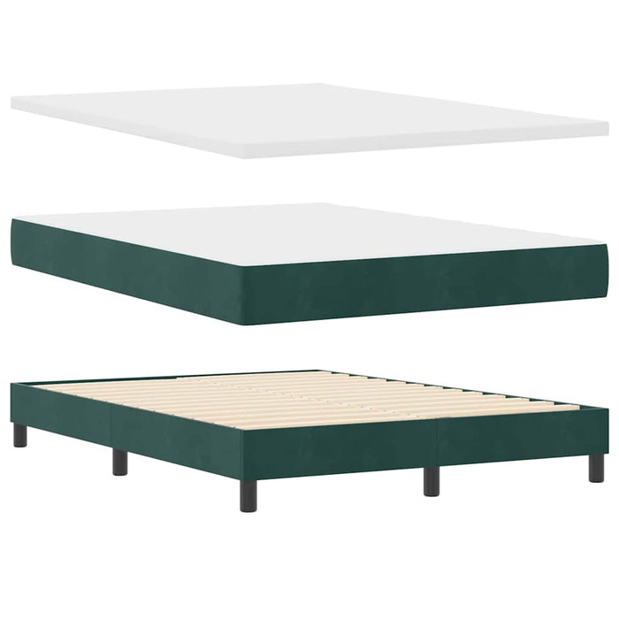 Pat cu arcuri cu headboard Verde închis 160 x 200 cm Catifea WALTI