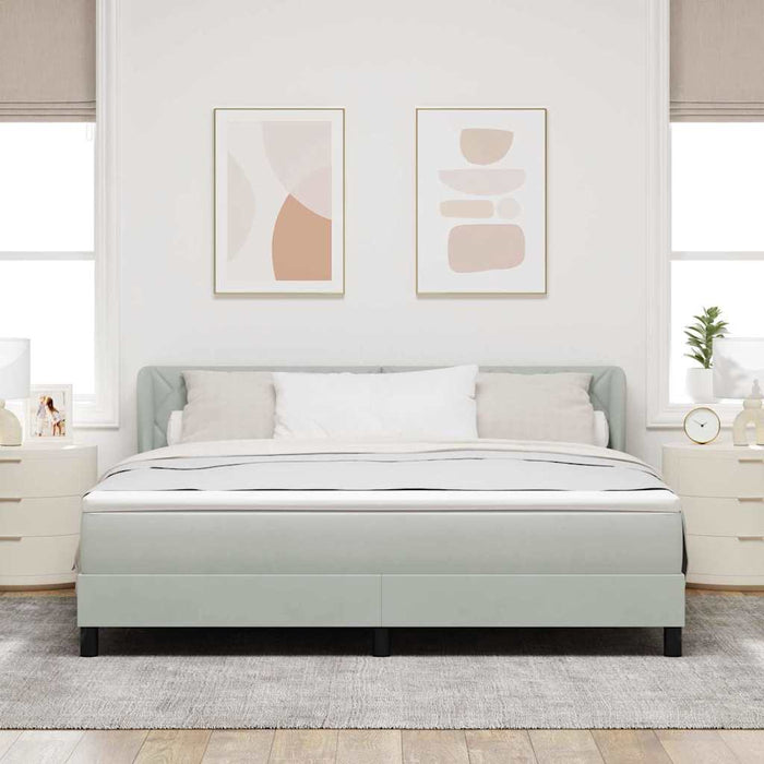 Pat cu arcuri cu saltea Gri deschis 180 x 200 cm Catifea - WALTI WALTI