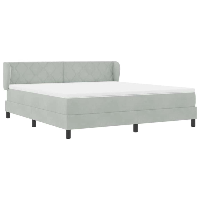 Pat cu arcuri cu saltea Gri deschis 180 x 200 cm Catifea - WALTI WALTI