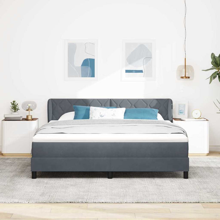 Pat cu arcuri cu headboard Gri închis 180 x 200 cm Catifea - WALTI WALTI