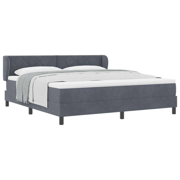 Pat cu arcuri cu headboard Gri închis 180 x 200 cm Catifea - WALTI WALTI