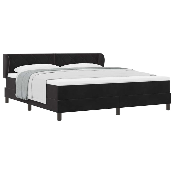 Pat cu arcuri cu saltea cu headboard Negru 180 x 200 cm Catifea - WALTI WALTI