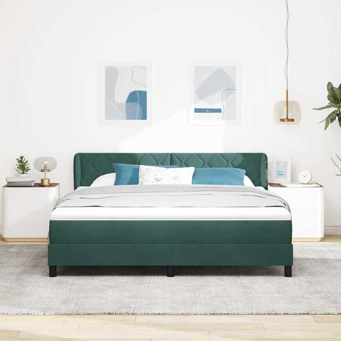 Pat cu arcuri cu headboard Verde închis 180 x 200 cm Catifea WALTI