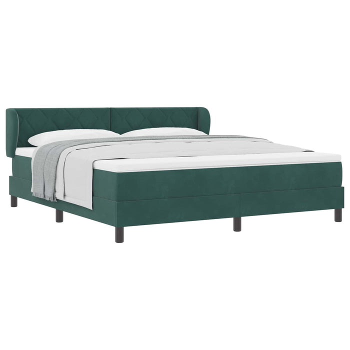Pat cu arcuri cu headboard Verde închis 180 x 200 cm Catifea WALTI