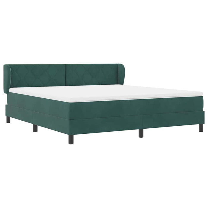 Pat cu arcuri cu headboard Verde închis 180 x 200 cm Catifea WALTI