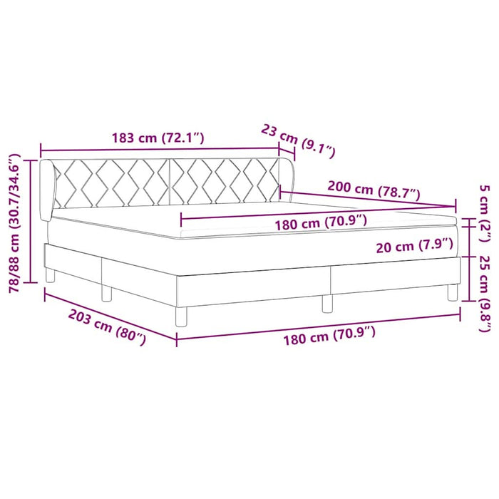 Pat cu arcuri cu headboard Verde închis 180 x 200 cm Catifea WALTI