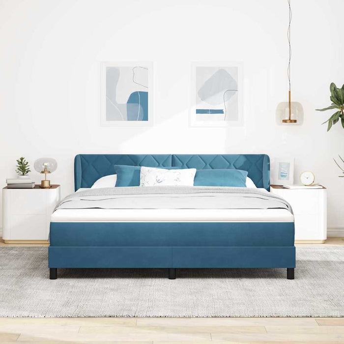 Pat cu arcuri cu saltea Albastru închis 180 x 200 cm Catifea - WALTI WALTI