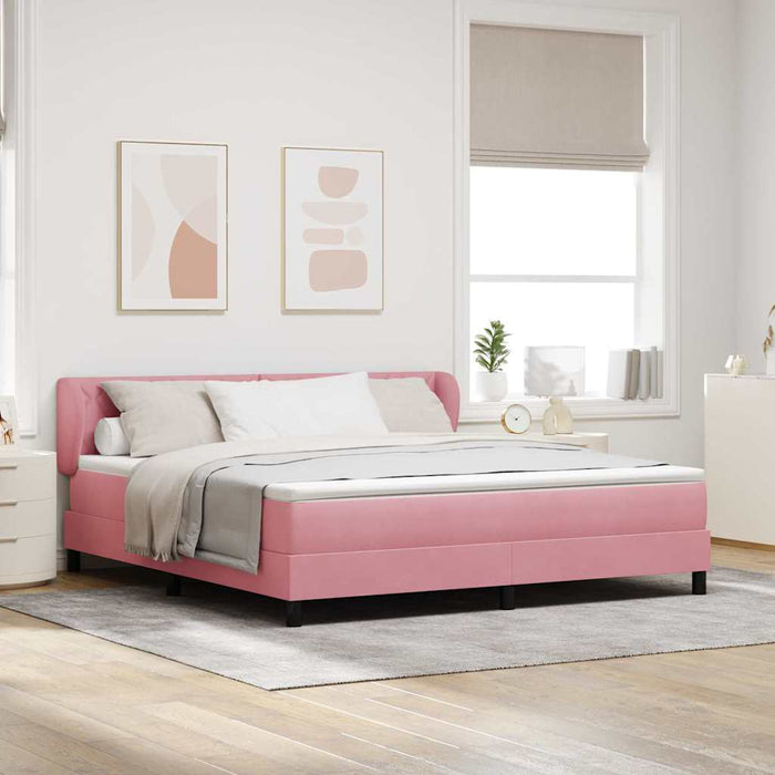 Pat cu arcuri cu saltea cu headboard Roz 180 x 200 cm Catifea - WALTI WALTI