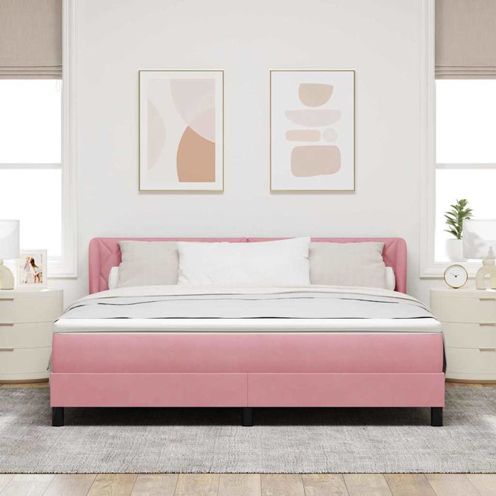 Pat cu arcuri cu saltea cu headboard Roz 180 x 200 cm Catifea - WALTI WALTI