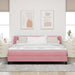 Pat cu arcuri cu saltea cu headboard Roz 180 x 200 cm Catifea - WALTI WALTI