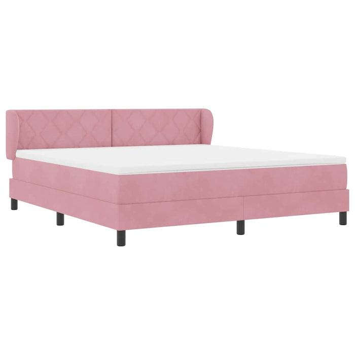 Pat cu arcuri cu saltea cu headboard Roz 180 x 200 cm Catifea - WALTI WALTI