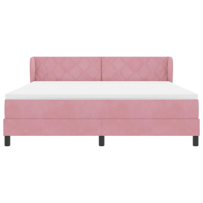 Pat cu arcuri cu saltea cu headboard Roz 180 x 200 cm Catifea - WALTI WALTI