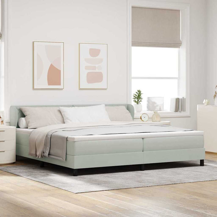 Pat cu arcuri cu headboard Gri deschis 200 x 200 cm Catifea - WALTI WALTI