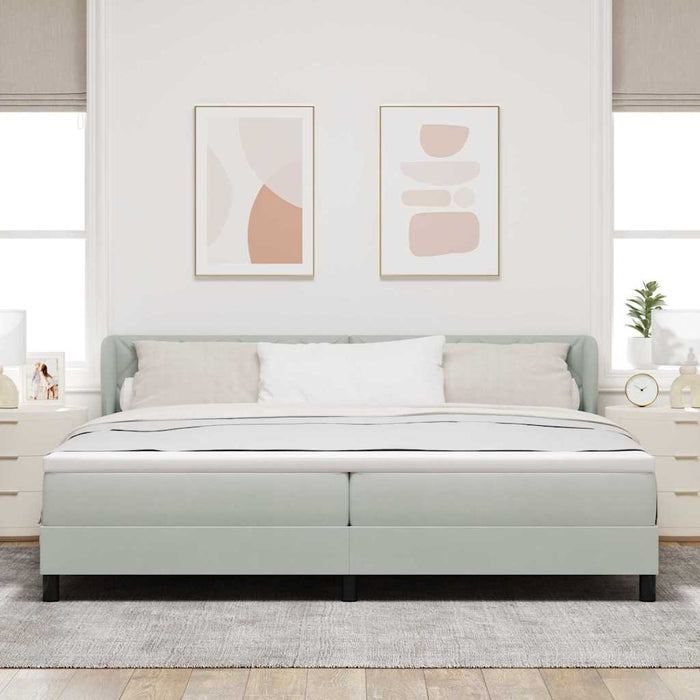 Pat cu arcuri cu headboard Gri deschis 200 x 200 cm Catifea - WALTI WALTI