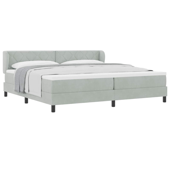 Pat cu arcuri cu headboard Gri deschis 200 x 200 cm Catifea - WALTI WALTI