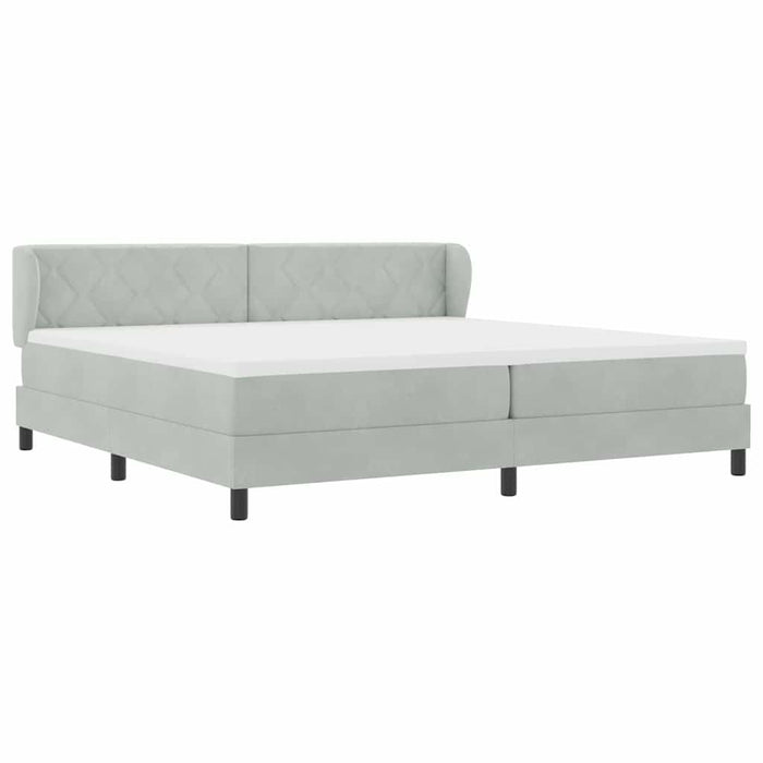 Pat cu arcuri cu headboard Gri deschis 200 x 200 cm Catifea - WALTI WALTI