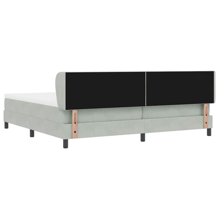 Pat cu arcuri cu headboard Gri deschis 200 x 200 cm Catifea - WALTI WALTI