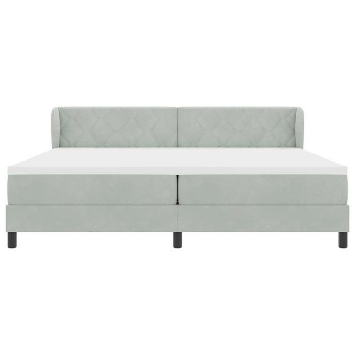 Pat cu arcuri cu headboard Gri deschis 200 x 200 cm Catifea - WALTI WALTI