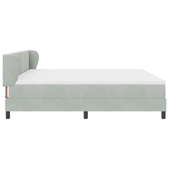 Pat cu arcuri cu headboard Gri deschis 200 x 200 cm Catifea - WALTI WALTI