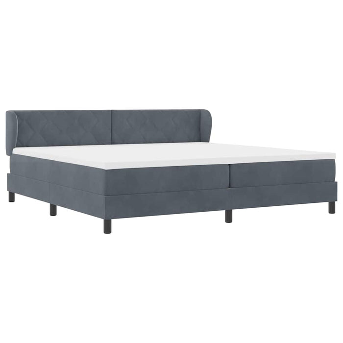 Pat cu arcuri cu headboard Gri închis 200 x 200 cm Catifea WALTI