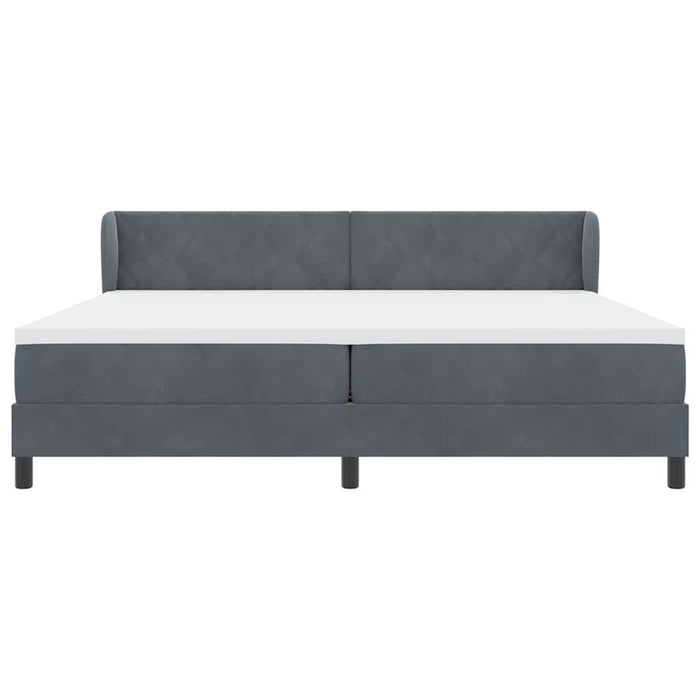 Pat cu arcuri cu headboard Gri închis 200 x 200 cm Catifea WALTI