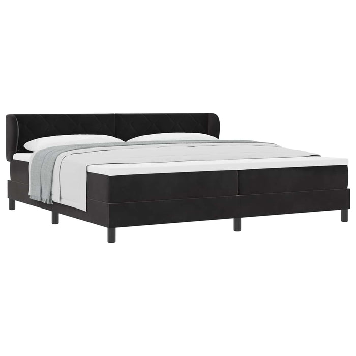 Pat cu arcuri cu saltea cu headboard Negru 200 x 200 cm Catifea - WALTI WALTI