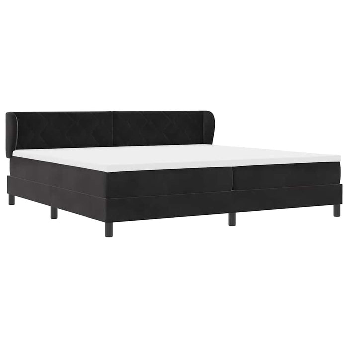 Pat cu arcuri cu saltea cu headboard Negru 200 x 200 cm Catifea - WALTI WALTI