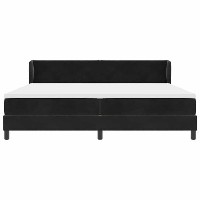 Pat cu arcuri cu saltea cu headboard Negru 200 x 200 cm Catifea - WALTI WALTI