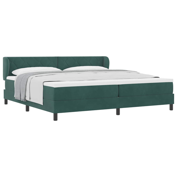 Pat cu arcuri cu headboard Verde închis 200 x 200 cm Catifea WALTI