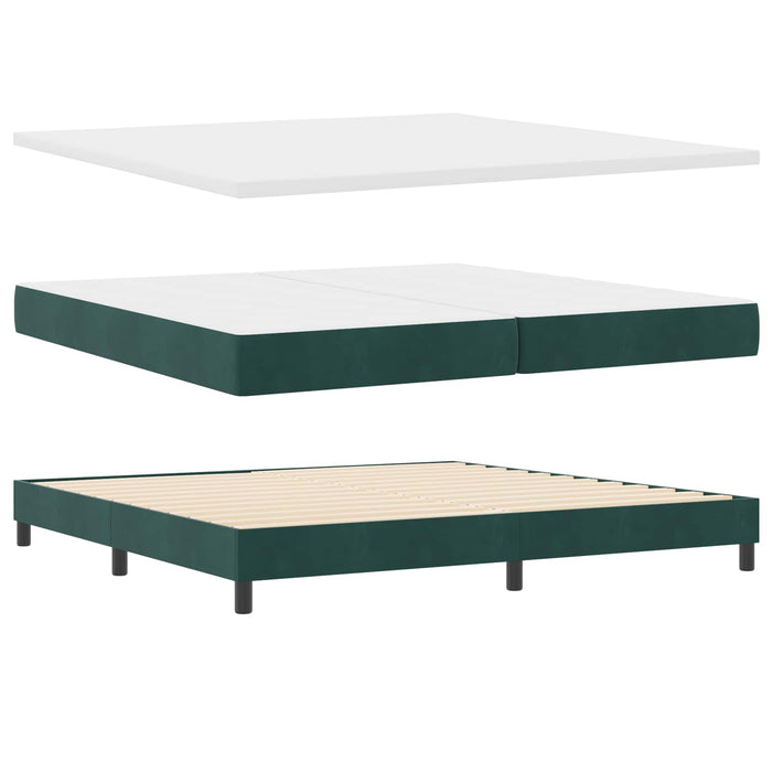 Pat cu arcuri cu headboard Verde închis 200 x 200 cm Catifea WALTI