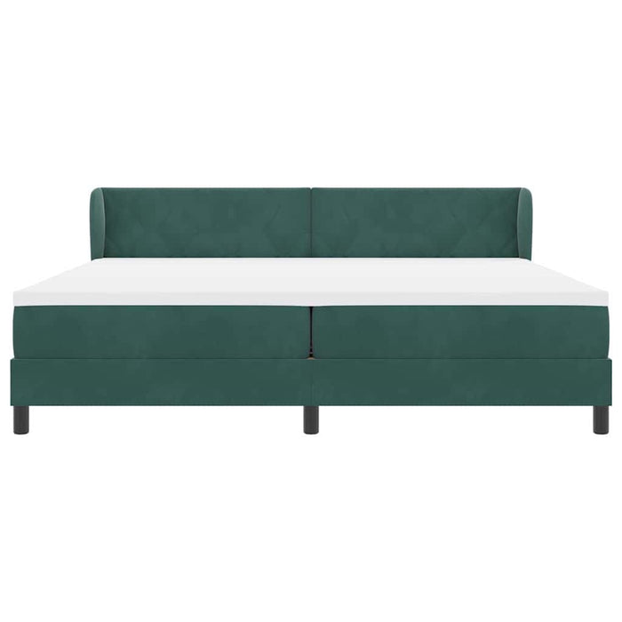 Pat cu arcuri cu headboard Verde închis 200 x 200 cm Catifea WALTI