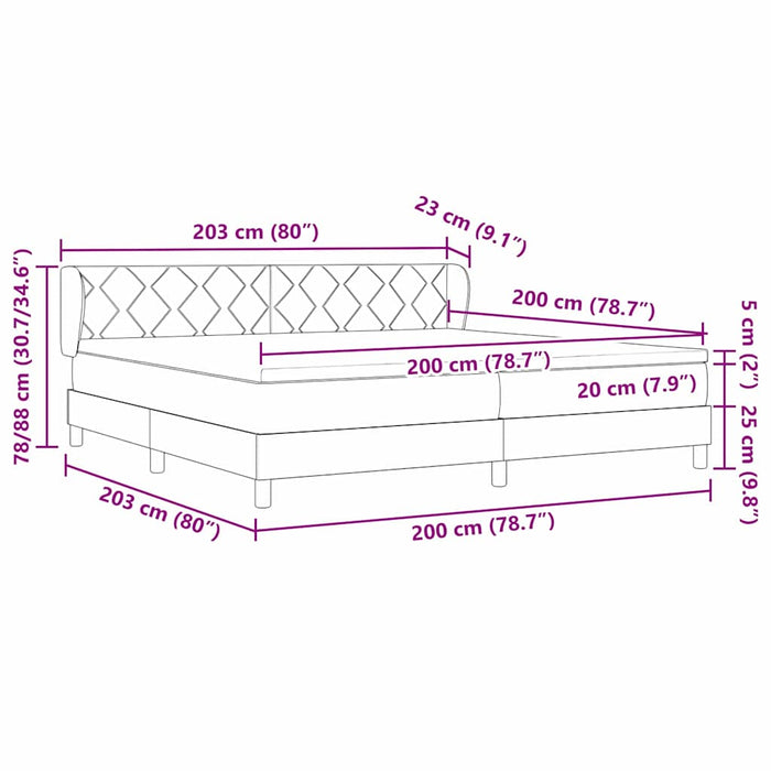 Pat cu arcuri cu headboard Verde închis 200 x 200 cm Catifea WALTI