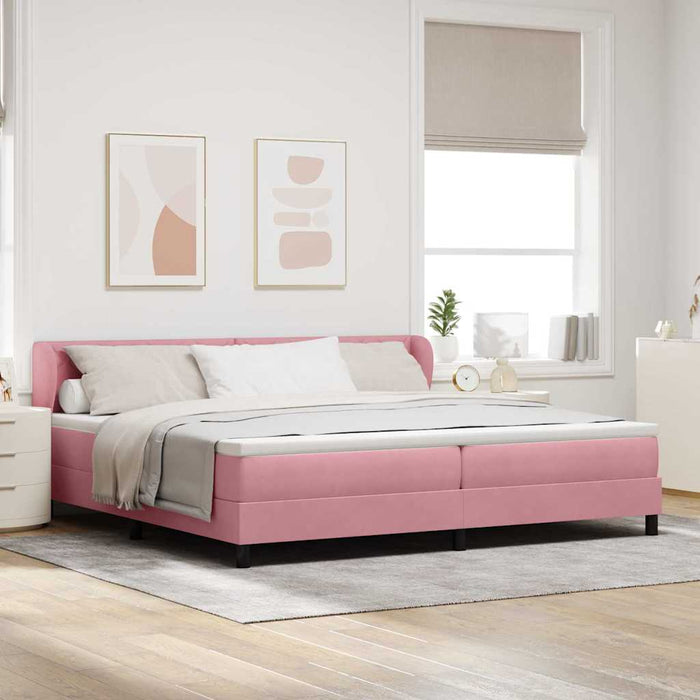 Pat cu arcuri cu headboard Roz 200 x 200 cm Catifea - WALTI WALTI