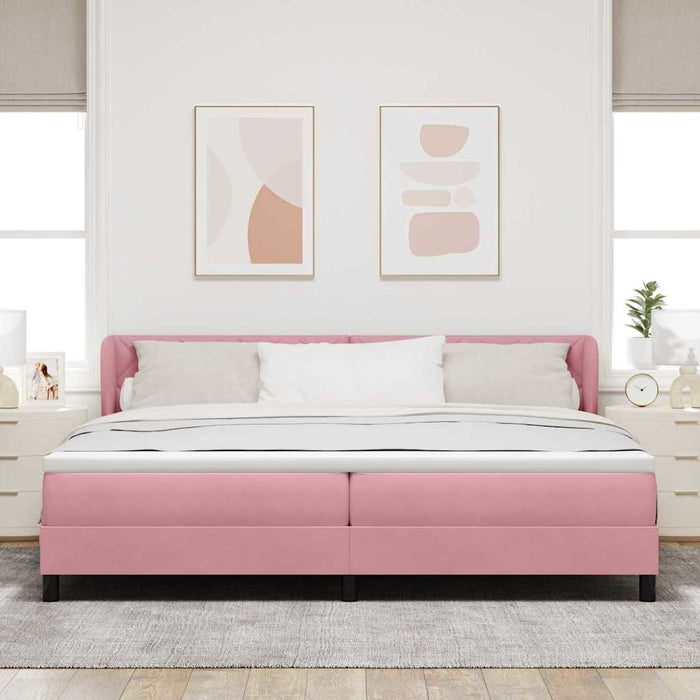 Pat cu arcuri cu headboard Roz 200 x 200 cm Catifea - WALTI WALTI