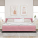 Pat cu arcuri cu headboard Roz 200 x 200 cm Catifea - WALTI WALTI