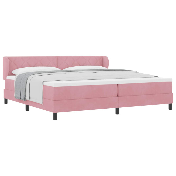 Pat cu arcuri cu headboard Roz 200 x 200 cm Catifea - WALTI WALTI