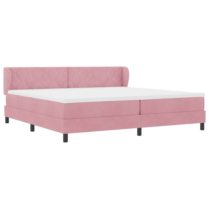 Pat cu arcuri cu headboard Roz 200 x 200 cm Catifea - WALTI WALTI