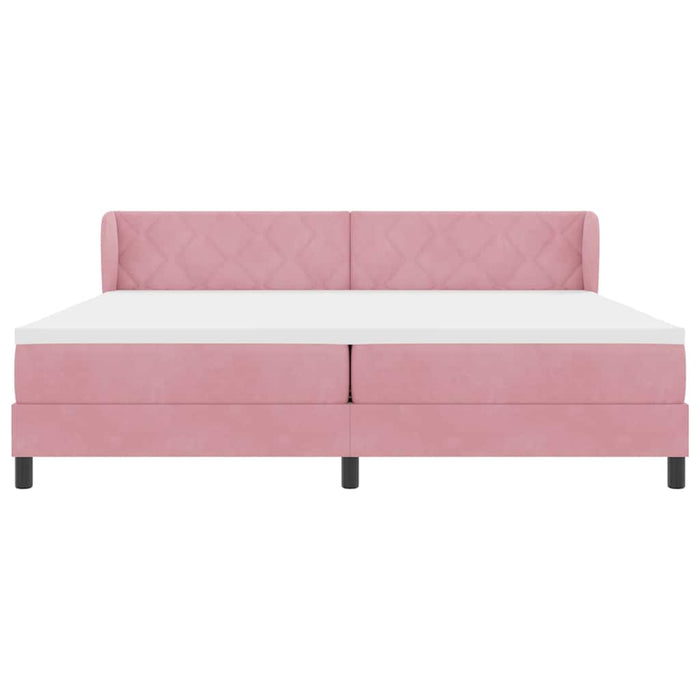 Pat cu arcuri cu headboard Roz 200 x 200 cm Catifea - WALTI WALTI