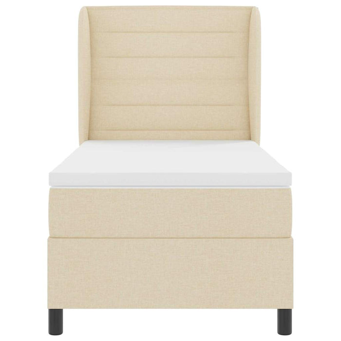Pat cu arcuri cu saltea cu headboard Crem 90 x 200 cm țesătură - WALTI WALTI