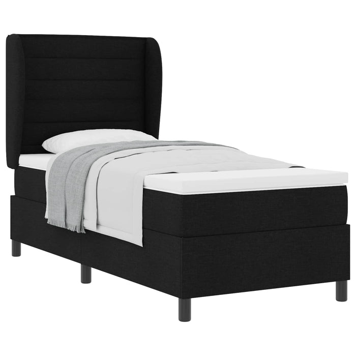 Pat cu arcuri cu saltea Negru 100 x 200 cm țesătură - WALTI WALTI