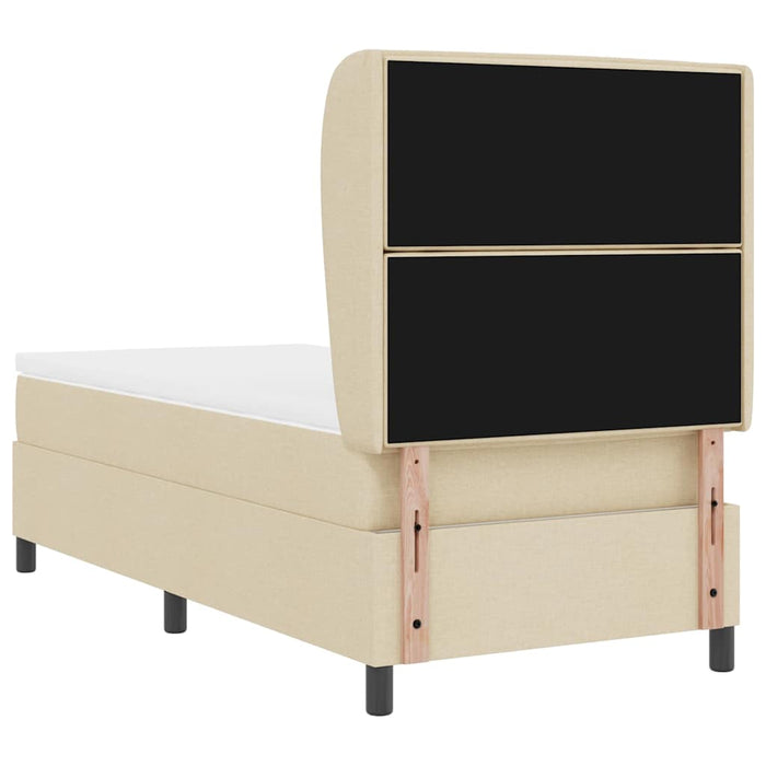 Pat cu arcuri cu saltea cu headboard Crem 100 x 200 cm țesătură - WALTI WALTI