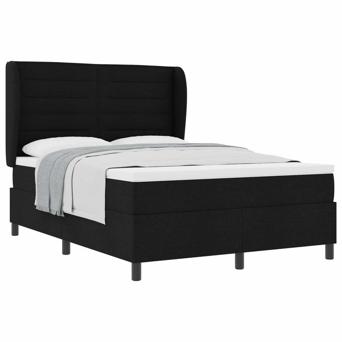 Pat cu arcuri cu saltea Negru 140 x 190 cm țesătură - WALTI WALTI