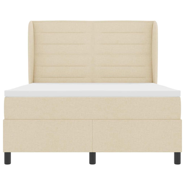 Pat cu arcuri cu saltea cu headboard Crem 160 x 200 cm țesătură WALTI