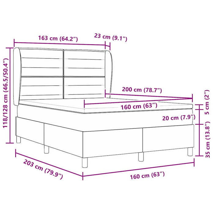 Pat cu arcuri cu saltea cu headboard Crem 160 x 200 cm țesătură WALTI