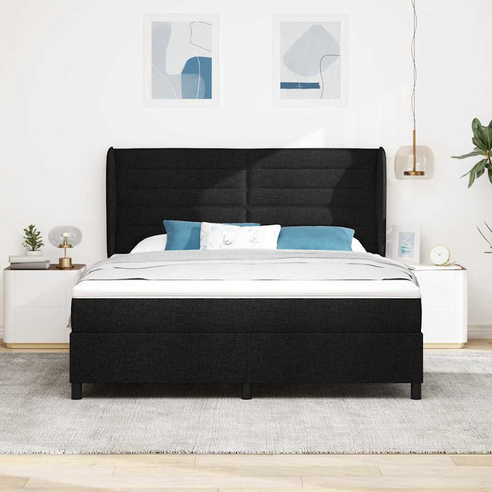 Pat cu arcuri cu saltea Negru 180 x 200 cm țesătură - WALTI WALTI